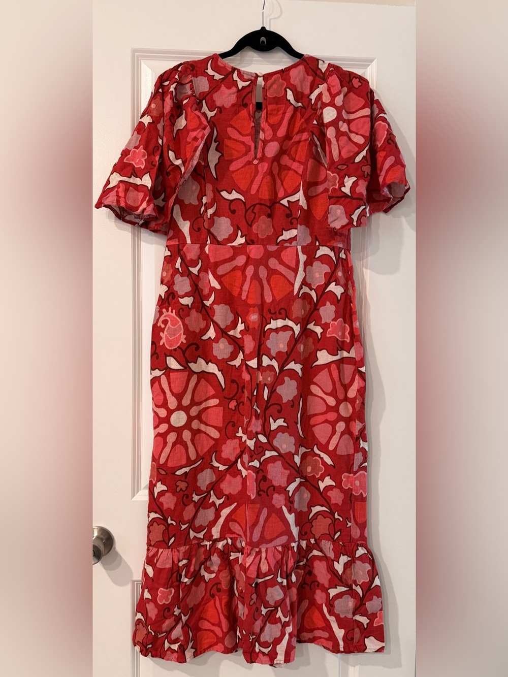 RHODE Red & Pink Floral Midi Dress - Picture 3 of 3